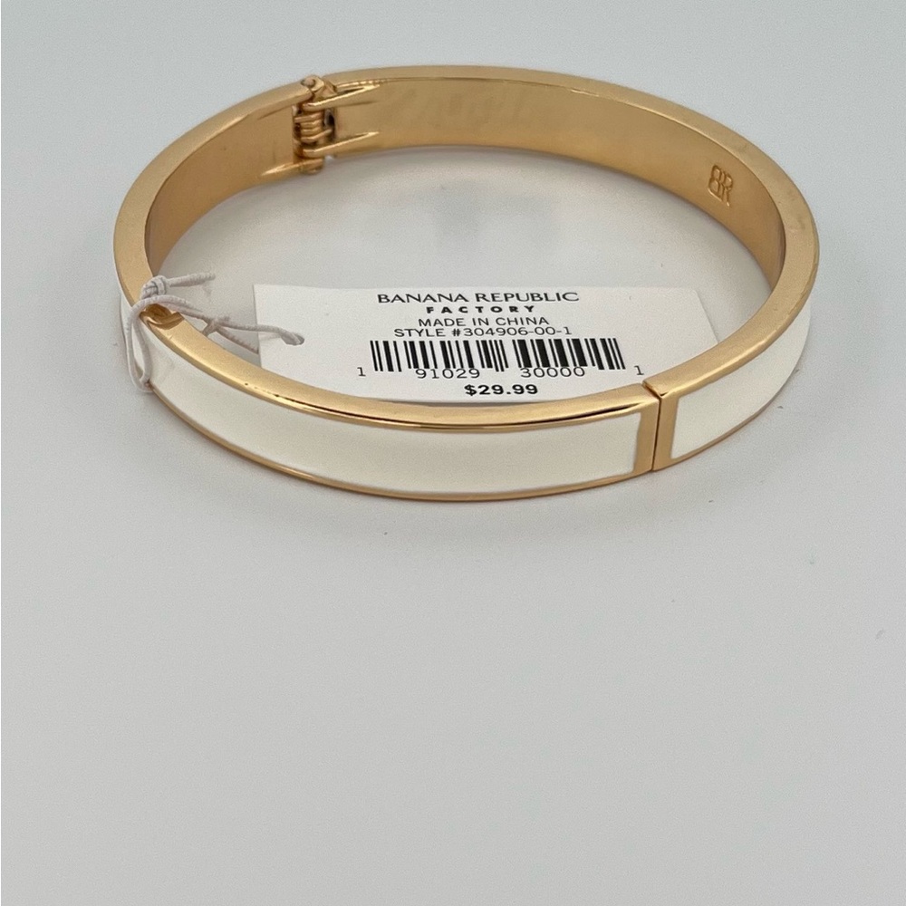 COPY - Banana Republic Gold and White Hinged Bracelet